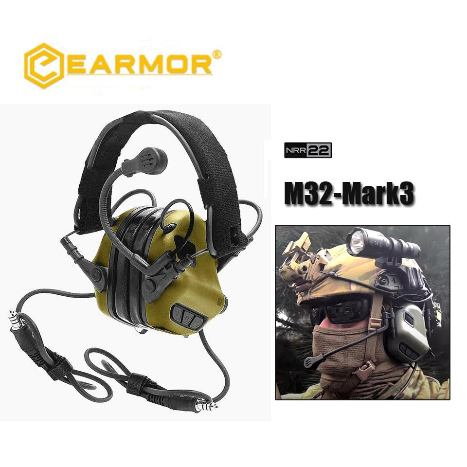 Casque standard militaire OPSMEN EARMOR Dual Comm M32-Mark3 MilPro - Vert feuillage