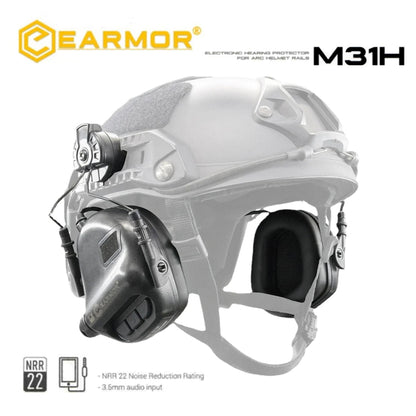 EARMOR M31H MOD4 Tactical Headset Fast Helmet Shooting Hearing Protector - Black