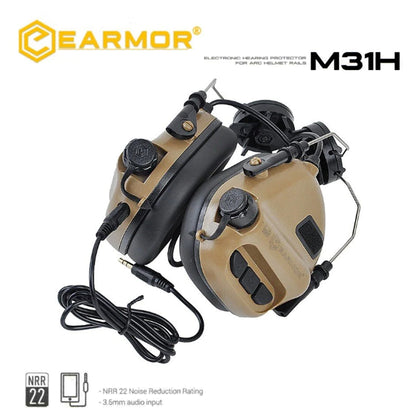 EARMOR M31H Tactical Headset Hearing Protection for Wendy Exfil Helmet Rails 3 Colors