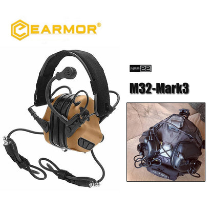 Casque standard militaire OPSMEN EARMOR M32-Mark3 MilPro Dual Comm - Coyote Brown