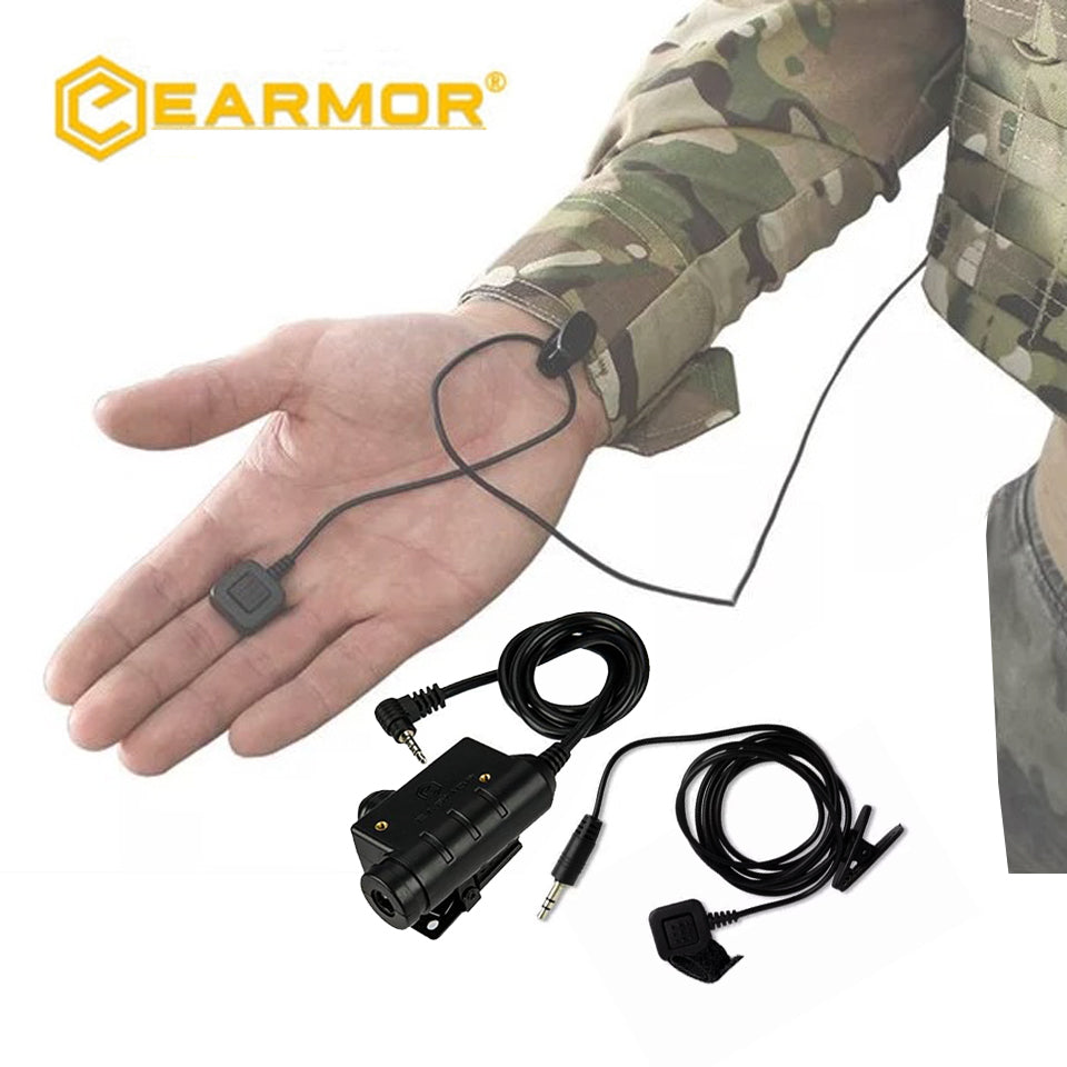 EARMOR M52 Adaptador PTT de auriculares tácticos para radio Yaesu con botón de dedo 