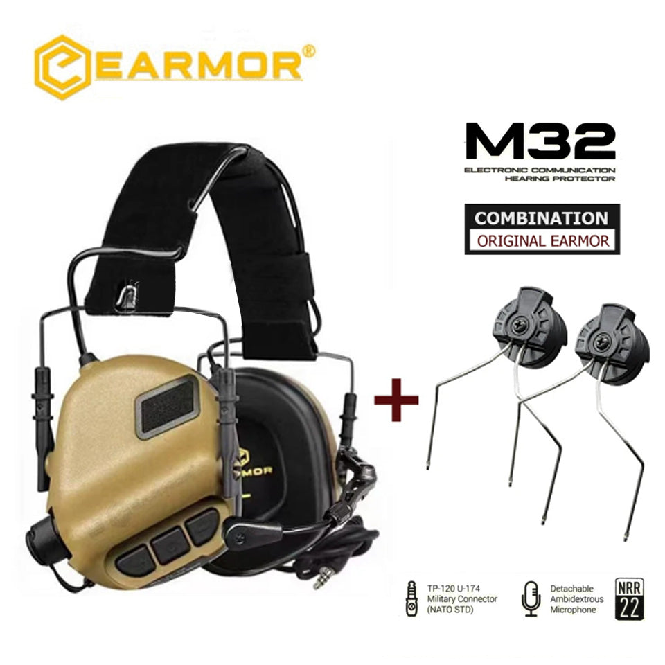 EARMOR M32 MOD4 Juego de adaptadores de riel ARC y auriculares tácticos