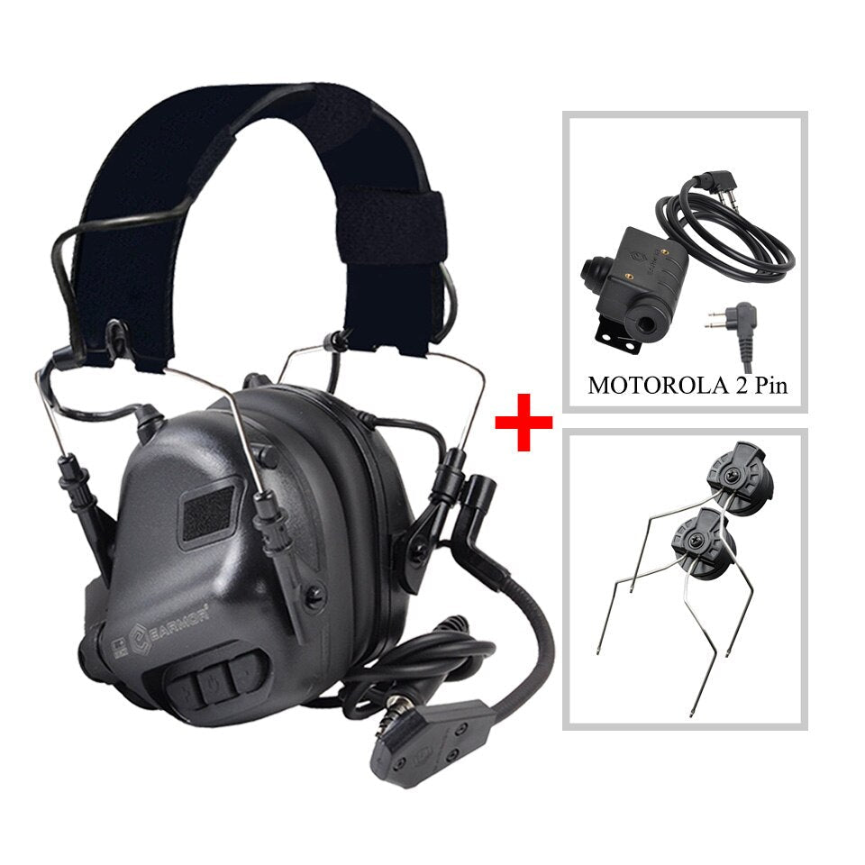 EARMOR M32 MOD4 Headset & M51 PTT& ARC Rail Adapter Sets Tactical Communication System