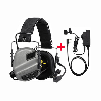 EARMOR M32 Tactical Headset & Kenwood PTT Adapter Set Shooting Communication System