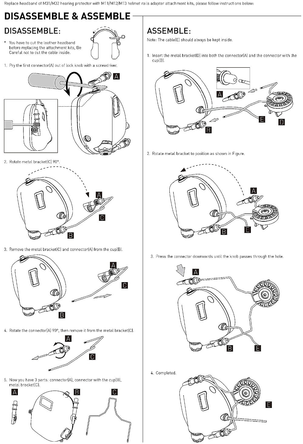 EARMOR M12 Headset Accessories Exfil Helmet TW3.0 Rail Adapter Attachment Kit - New Arrival