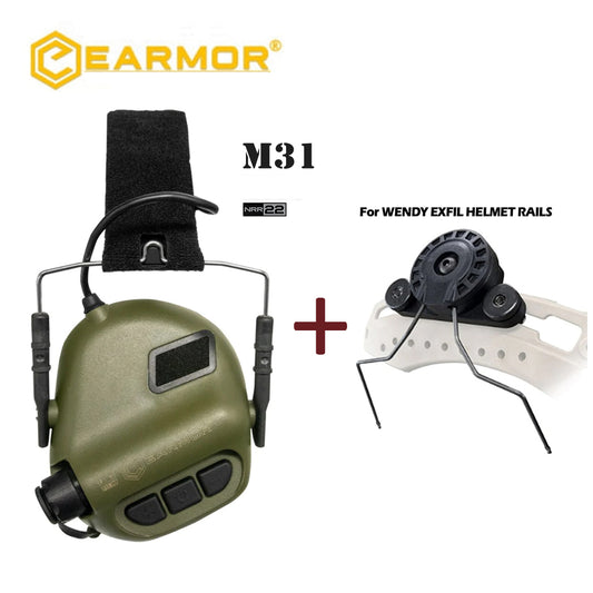 EARMOR M31 MOD4 Juego de auriculares tácticos y adaptador de riel Exfil Protector auditivo 6 colores