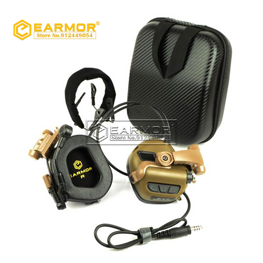 EARMOR M32X-Mark3 MilPro Auriculares de comunicación estándar militar - Coyote Brown