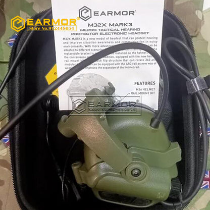 EARMOR M32X-Mark3 MilPro Auriculares de comunicación estándar militar - Coyote Brown